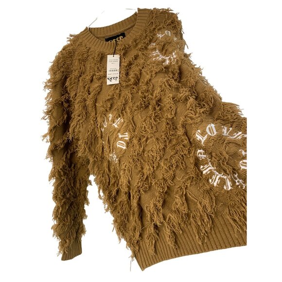 Rare Kleep Mens Small Shaggy Pullover Sweater Embroider FRESH spelled out 7547 - Picture 5 of 10